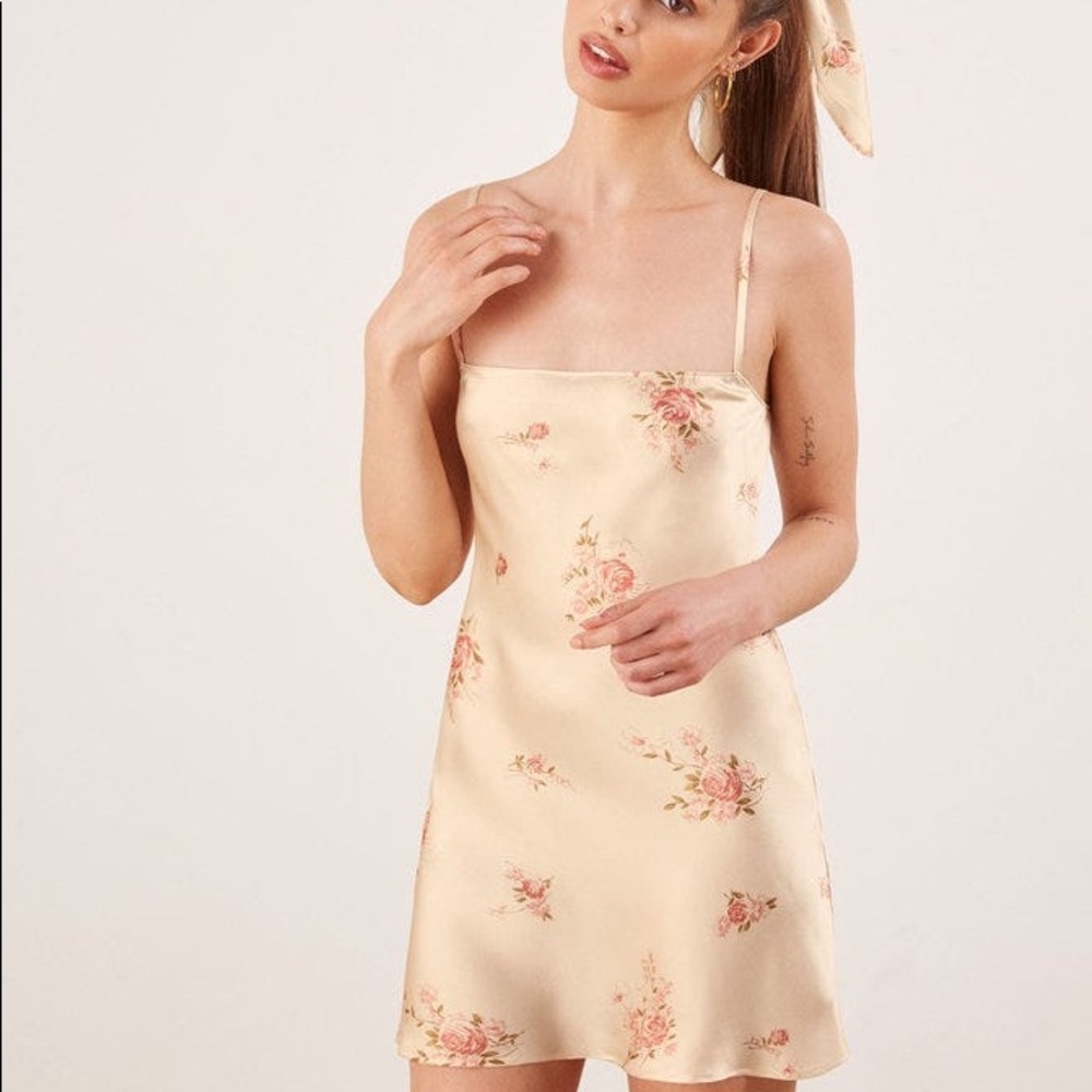 Reformation Katy Silk Floral Slip Dress